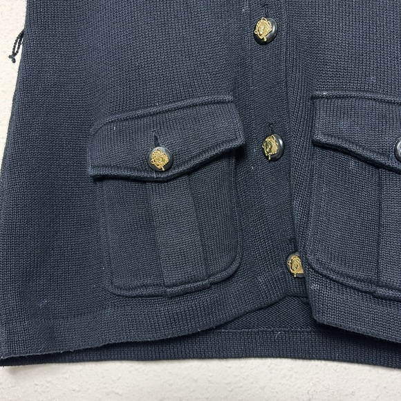 Ralph Lauren sleeveless vest sweater w/ front signature pony gold buttons size M - Picture 5 of 8